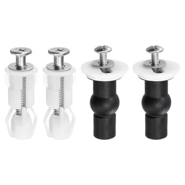 uxcell Toilet Seat Hinge Fixings, Plastic Toilet Seat Screws and Bolts with Rubber and Plastic Nuts for Top Mounting Toilet Seat Hinges Toilet Seat Replacement Parts Kit