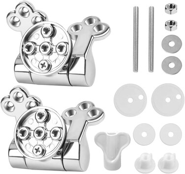 Cokritsm Toilet Seat Hinge Replacement with Bolts Screw and Nuts, Zinc Alloy Replacement Parts-Adjustable Toilet Seat Sliver