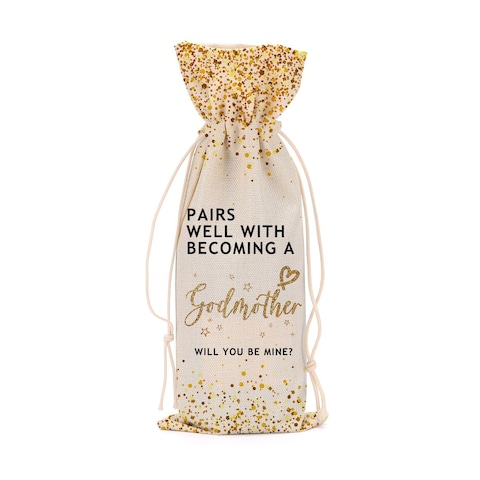 Godmother Gift Godmother Proposal Gift Wine Bag Godparents Gift Will You Be My Godmother for Baptism Women Lady Bestie Sister Friend Congratulations Wine Bags