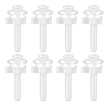 8 Pack Toilet Seat Screws Toilet Parts Replacement Kit Plastic Toilet Seat Bolts Toilet Seat Hardware White Toilet Seat Hinges Replacement Nuts Toilet Screw Cover Caps for Fixing Toilet Seat