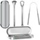 Set of 3 Tongue Scrapers for Adults, Tough Metal Tongue Cleaner w/Storage Case, Stainless Steel Tongue Scrubber for Fresh Breath &amp; Oral Hygiene by EcoEarth