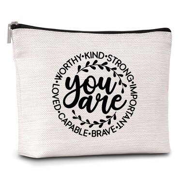 AWSICE Inspirational Makeup Bag You are Brave Strong Loved Gifts for Women Friendship Travel Toiletry Bags for Women Teachers Sister Girls Teens Friend-A06