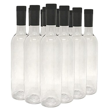 nicebottles Plastic Wine Bottles &amp; Screw Caps, Clear, 750ml - Pack of 12