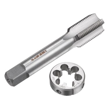 uxcell 2pcs Tap and Die Set, 7/8-14 UNF Left Hand Thread Tap &amp; Round Die, Tapping Threading Tool Tap &amp; Die Kit for Nut Screw Bolt Thread Repair