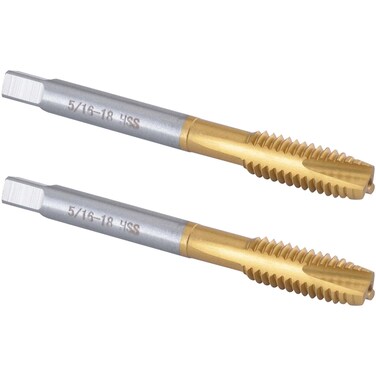 Burkit 2pcs 5/16"-18 UNC Spiral Point Tap, HSS Titanium Coating Spiral Point Plug Threading Tap 5/16 x 18 UNC