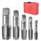 5-Pieces NPT Pipe Tap Set, 3/4", 1/2", 3/8", 1/4", 1/8" NPT Taps Carbon Steel Pipe Tap Set for Clean Accurate Threads with Storage Case Perfect for Plumbers Mechanics DIYers