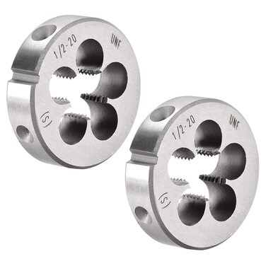 uxcell 1/2-20 UNF Round Die, Machine Thread Right Hand Threading Die, Alloy Tool Steel Screw Thread Cutting Die, 2pcs