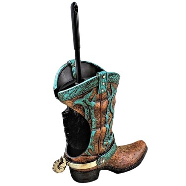 Western Boot Toilet Brush Holder - Rustic Bathroom D&Atilde;&copy;cor with Cowboy Boot Design
