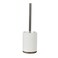 Motifeur Bathroom Accessories Ceramic Toilet Brush Set - Toilet Bowl Brush and Holder with Wooden Base (White and Beige)