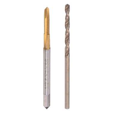 uxcell M2.5 x 0.45 Spiral Point Thread Tap 2.1mm Drill Bit Set, Metric Titanium Plated Cobalt High Speed Steel Machine Screw Thread Tap Threading Tool