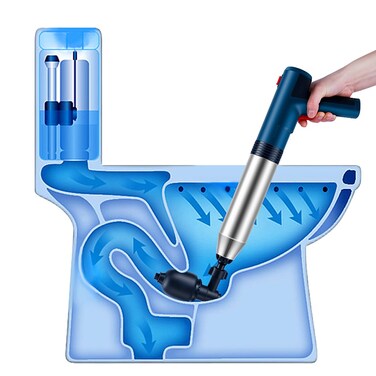 Battery Powered Electric Toilet Plunger, High Pressure Air Drain Clog Remover, Heavy Duty Plunger Tool for Toilet, Bathroom, Floor Drain, Sewer, Pipe with 4 Unclogger Heads &amp; Real-time Barometer