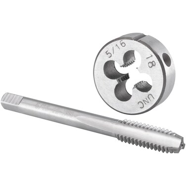 Burkit 5/16"-18 UNC Tap and Die Set, 5/16 x 18 UNC Machine Thread Tap and Round Die Right Hand