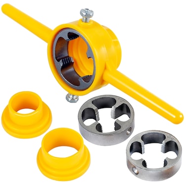6Pcs PVC Thread Maker Tool, Pipe Threader Plumbing Tool, Pipe Threader Kit with 1/2 Inch 3/4 Inch 1 Inch Dies Reusable PVC Pipe Threader Plumbing Manual Hand Maker Tool, Round Die for PVC Threading