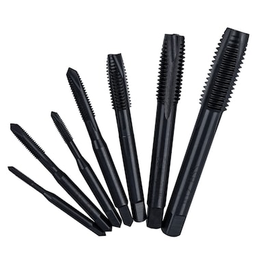 Mesee 7 Pieces Nitriding Coated Spiral Pointed Taps Set High Speed Steel Metric Thread Tap M3 M4 M5 M6 M8 M10 M12 Machine Plug Screw Tap Threading Tools Kit