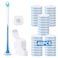 DALIPER Disposable Toilet Brush with 40PCS Refills, Wall Mounted Compact Bathroom Bowl Wand Cleaning System Long Handle with Storage Caddy