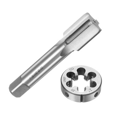 uxcell 2pcs Tap and Die Set, Metric 1-20 UNEF Thread Taps &amp; Round Die, Tapping Threading Tool Tap &amp; Die Kit for Nut Screw Bolt Thread Repair
