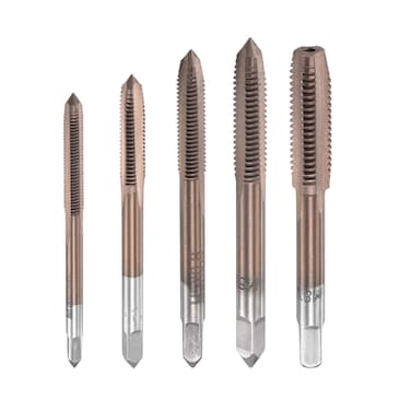 uxcell M3 M4 M5 M6 M8 Hand Threading Tap Set High Speed Steel Straight Flutes Metric Thread Screw Taps Bronze Tone 5pcs