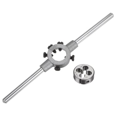 uxcell Die Stock Handle Wrench Set, 5/16-24 UNF Round Die and 25mm Die Holder (Fits 5/16" (UNC/UNF) / Metric M7-M9 / 25mm OD Dies) for Bolt Thread Repair