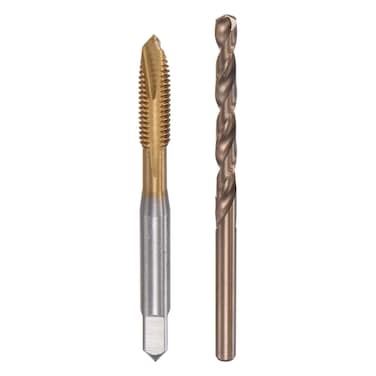 uxcell M6 x 1 Spiral Point Thread Tap and 5.0mm Drill Bit Set, Metric Titanium Plated Cobalt High Speed Steel Machine Screw Thread Tap Threading Tool