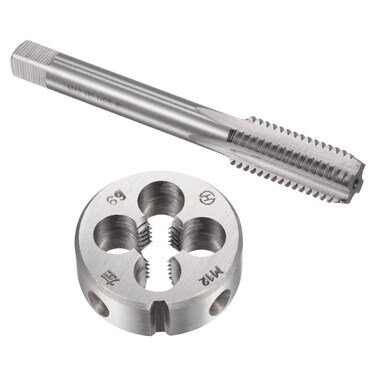 uxcell Tap and Die Sets, M12 x 1.75 Metric Left Hand Screw Thread Straight Flute Tap with Round Threading Die, Tap &amp; Die Kit for Nut Screw Bolt Thread Repair