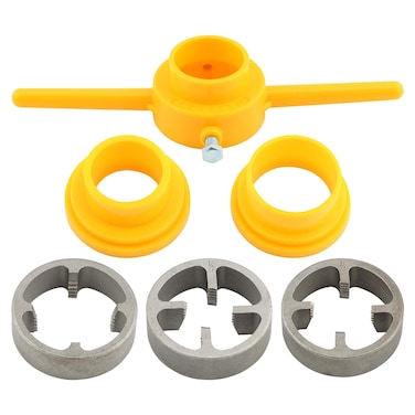 6Pcs PVC Thread Maker Tool Kit Pipe Round Die Set, Pipe Threader Plumbing Tool, 3 Thread Sizes 1/2", 3/4" and 1", NPT Die Set Manual Hand Tool for PVC Threading