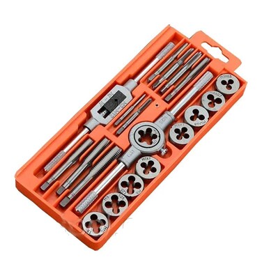 Edward Tools Pro 20 Piece Tap and Die Set - Metric Tap and Die, Pipe Threader, Taper Wrench, Die Stock - High Quality C45 Carbon Steel - Cut threads in Steel, Aluminum, Brass