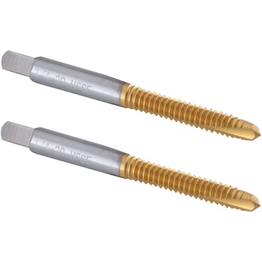 Burkit 2pcs 1/4"-20 UNC Spiral Point Tap, HSS Titanium Coating Spiral Point Plug Threading Tap 1/4 x 20 UNC