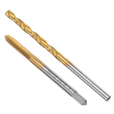 uxcell Tap &amp; Drill Bit Set, 8-36 UNF Straight Flute Thread Tap and 9/64" (3.5mm) Twist Drill Bit, Titanium Coated M2 High Speed Steel Thread Repair Tapping Tools