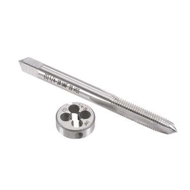 uxcell 1/4"-28 UNF Tap and Die Set, HSS Machine Thread Tap with Round Threading Die, Right Hand