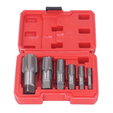 6Pcs NPT Pipe Tap Set 1in 3/4in 1/2in 3/8in 1/4in 1/8in Carbon Steel Hand Threading Plumbing Tap Set for Thread Processing
