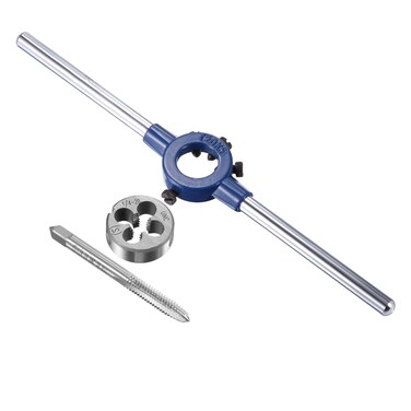 uxcell 1/4-20 UNC Tap and Die Set with 20mm Round Die Stock Handle Wrench, High Speed Steel Machine Thread Tap and Round Die Threading Tool