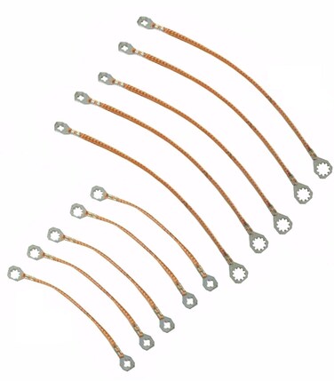 Multi Kit (10 Pack) Universal 8"+12" Inch (20cm+30cm) Copper Ground Straps. Made in USA (Bonding)