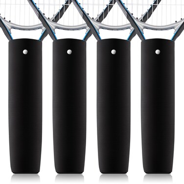 Blueweenly 4 Pcs Tennis Racket Handle Covers Black Tennis Racket Grip Cover Removable Tennis Protective Handle Wrap Non Slip Canvas Tennis Racket Sleeve Racket Grip Protector for Active Players