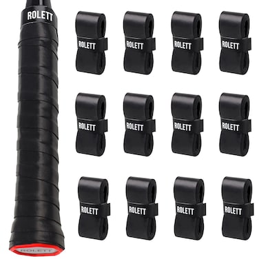 Rolett 12 Pack Tennis Racket Grip Tape, Precut Anti Slip Tennis Grip Tape, Absorbent and Dry Feel Tennis/Pickleball/Badminton Grips Overgrip Tape, Highly Comfortable Overgrip Tennis Racket Tape