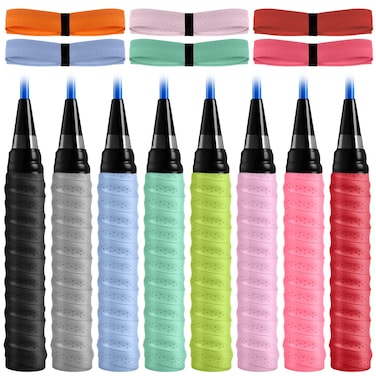 OKAMMY Pickleball Paddle Grip Tape for Handles - Tennis Racquet Grip Wrap 12 Pcs Badminton Racket Grip Overgrip Tape with Anti Slip Perforated (Multicolored)