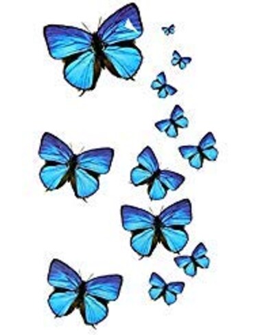 Oottati Small Cute Temporary Tattoo Blue Butterfly (2 Sheets)