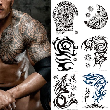 Kotbs 6 Sheets Extra Large Totem Temporary Tattoo Stickers, Waterproof Big Temporary Tattoos for Men Adults Guys Women Body Art Arm Shoulder Chest Make Up Fake Tattoos