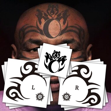 Kotbs 9 Sheets Temporary Tribal Face Tattoo, Waterproof Temporary Tattoos Halloween Tattoo Sticker for Men Women Fake Tattoos, Maori Tribe Totem Tattoo Left Right Middle Sets