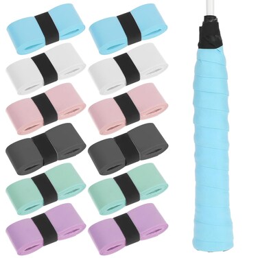 Mozeat Lens 12 Pieces Tennis Racket Grip Tape Anti Slip Tennis Overgrips Sweat Absorbent Grip Tennis Finishing Tape with Velvety Comfort Badminton Racket Grip Tape Overgrips