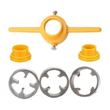 Pvc Pipe Threader Plumbing Tool Set With 3 Moulds, Npt Round Pipe Mould Set, Pipe Threader Plumbing Tool, Threader For Pvc Pipe Fittings, 6 Piece Steel Plastic Pipe Threading Mould Set
