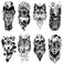 Oottati 8 Sheets Wolf Taichi Totem Skull Moon Forest Flower Arm Leg Temporary Tattoo