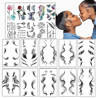 HANSAMU Fake Edges Baby Hair Temporary Tattoo Bang Stickers, 10 Sheets, Waterproof, Easy to Use
