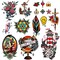 CARGEN Vintage Temporary Tattoos - Traditional Old School Classic Cool Stickers Sailor Jerry Style Globe Lighthouse Sailboat Flowers Bouquet Sword Anchor Diamond Feather Temporary Tattoo Fake Tattoo