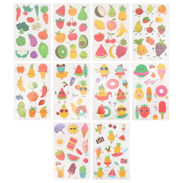 FOMIYES 10 Sheets of Kids Temporary Tattoos Fruit Vegetable Tattoo Stickers Cartoon Stickers Body Art Sticker Wall Stickers Kids Party Decorations Supplies