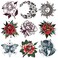 Oottati 9 Sheets Women Hand Back Red Rose Black Flower Sun Moon Butterfly Totem Temporary Tattoo Stickers
