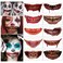 2022 New Halloween Prank Makeup Temporary Tattoo Adults Kids 10PCS,Clown Horror Mouth Fake Tattoos Stickers Scary Big Mouth Face Tattoos Decals Kits Prank Props Waterproof Masquerade Cosplay Party