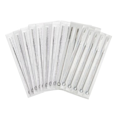Tattoo Needles, 50pcs Disposable Mixed Tattoo Needles, Assorted Tattoo Needles - Round Liner, Round Shader, Magnum Needles, 5pcs of each 3RL 5RL 7RL 9RL 3RS 5RS 7RS 9RS 5F 7F