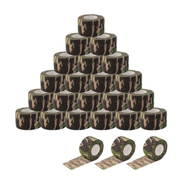 EZ Tattoo Grip Tape - 24PCS (1inch x 5 Yard) Camo Self Adhesive Bandage for Wrist &amp; Ankle Sprain Swelling, Disposable Roll Tattoo Grip Tube Tape for Tattoo Machine and Tattoo Supplies Pet Bandage