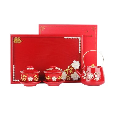 Chinese Traditional Wedding Tea Set&iuml;&frac14;&OElig;Double Happiness Porcelain Tea Set Teapot &iuml;&frac14;&OElig;DIY Creation Double Happiness Tea Service Set&iuml;&frac14;&OElig;Chinese Wedding