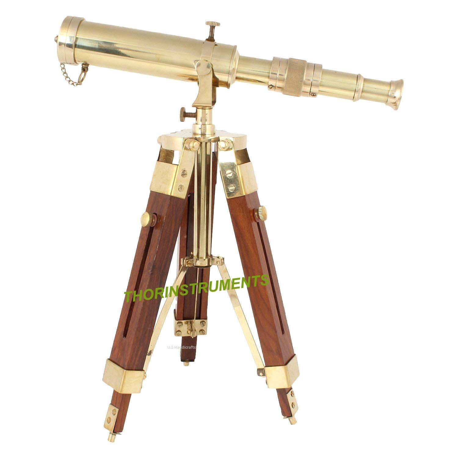 Thor Instruments Thor Instruments Vintage Brass Nautical Telescope On Tripod Stand